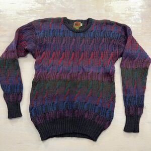 Boston‎ Traders Sweater Limited Edition Medium Pure Wool Cable Knit Multi Mens